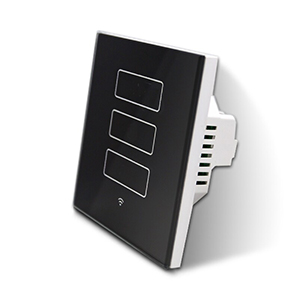 Smart Standalone 3 Zone Touch operated wifi Switch. Black